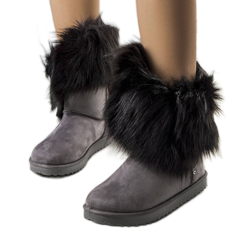 Botas de neve com isolamento de pele cinza Kynlee