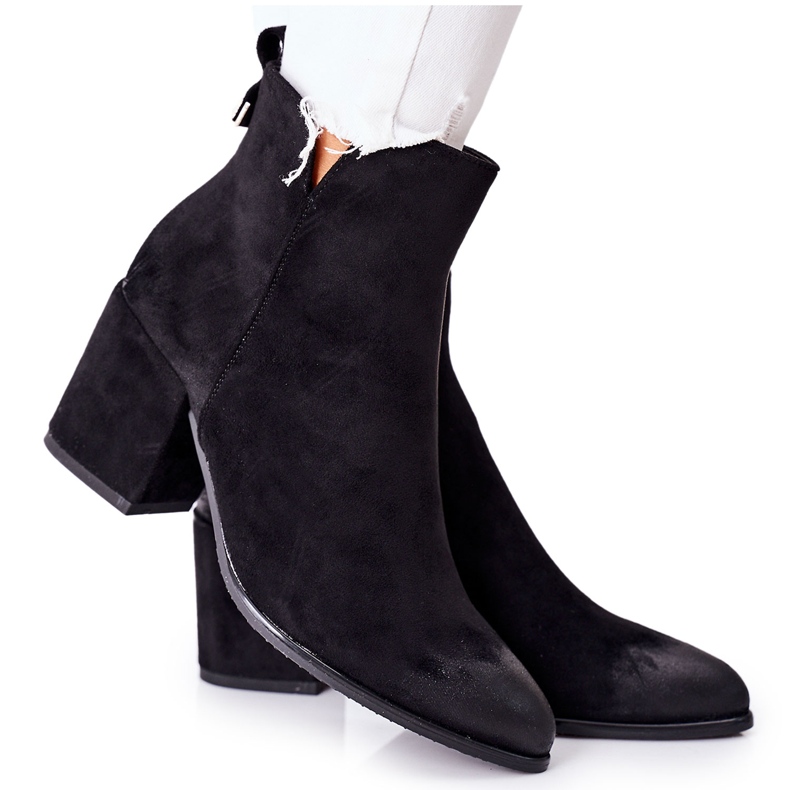 Vinceza Botas femininas de salto alto camurça preta Carrick preto