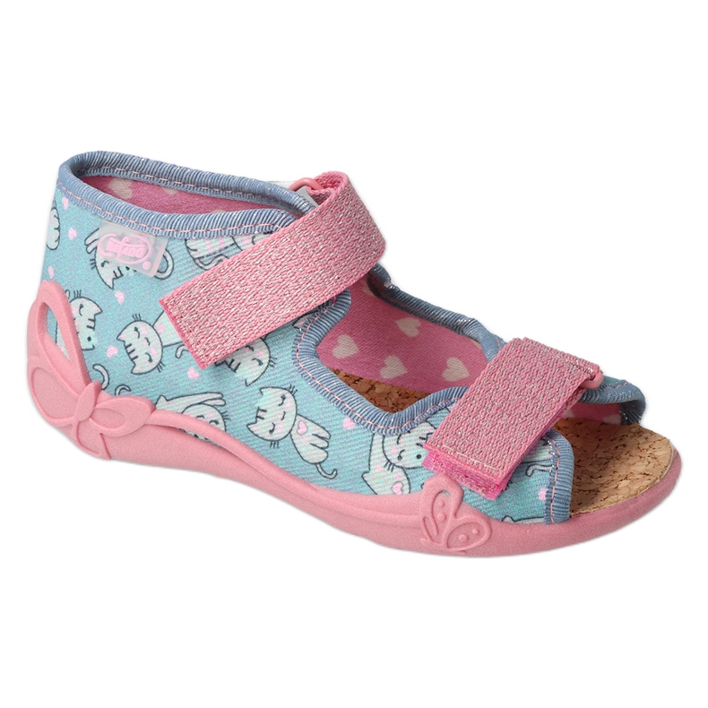 Flippers infantis de Befado com gatinhos Cork Insert 342p040 azul/rosa Flippers infantis de Befado com gatinhos Cork Insert 342p040 azul/rosa