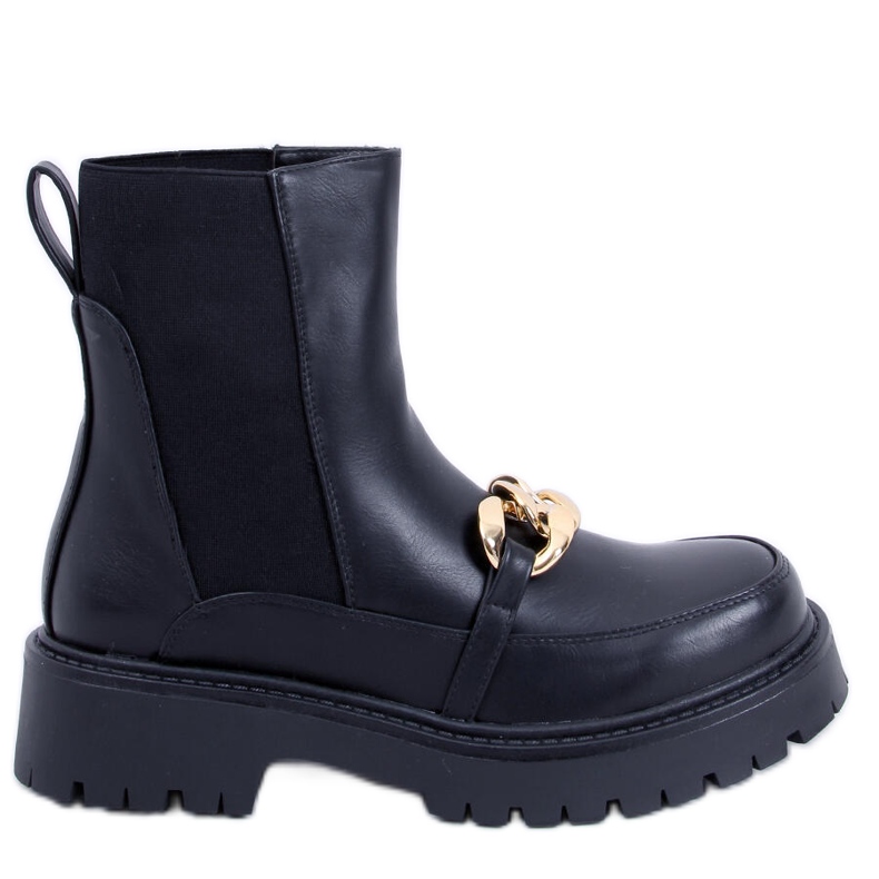 BM Botas Chelsea de cano alto para mulher Moby Black preto