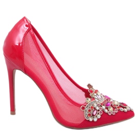 BM Salto alto feminino com pedras Monroe Red vermelho