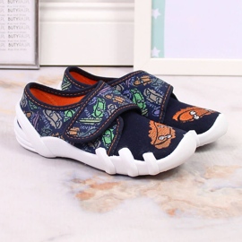 Chinelos de menino com velcro azul marinho Befado 273Y345 grenade