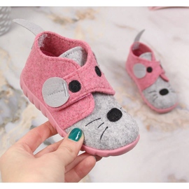 Chinelos caseiros de feltro para menina com Velcro Befado 526P104