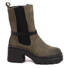 Botas Chelsea no poste, isoladas com camurça Jezzi W JEZ382B verde