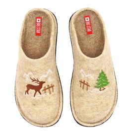 Chinelos caseiros feitos de feltro de lã Big Star INT1803A bege