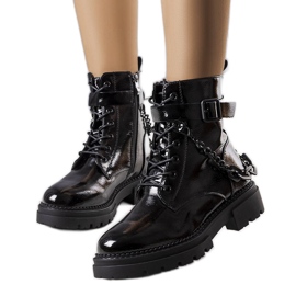 Botins Constance preto envernizado