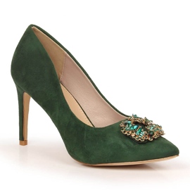 Salto de camurça verde com zircônias cúbicas Sabatina 1328-1