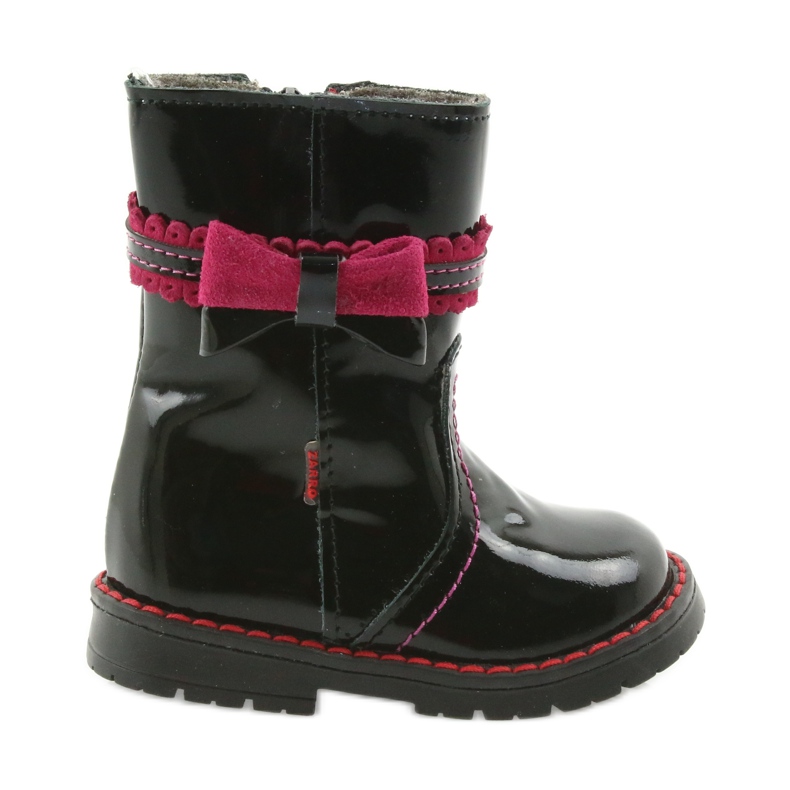 Botas de couro pintadas 87/00 preto rosa com um arco zarro