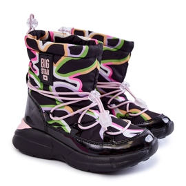 Botas de neve infantil com estampa W Big Star KK374099 preto-rosa