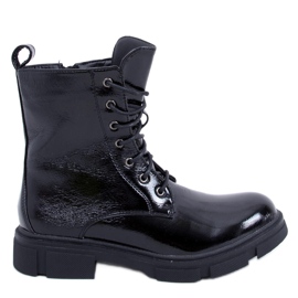 PA1 Botas lacadas com cadarço por Neil Black preto PA1 Botas lacadas com cadarço por Neil Black preto