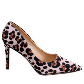 PA1 Saltos femininos Telisha Leopard bege marrom preto