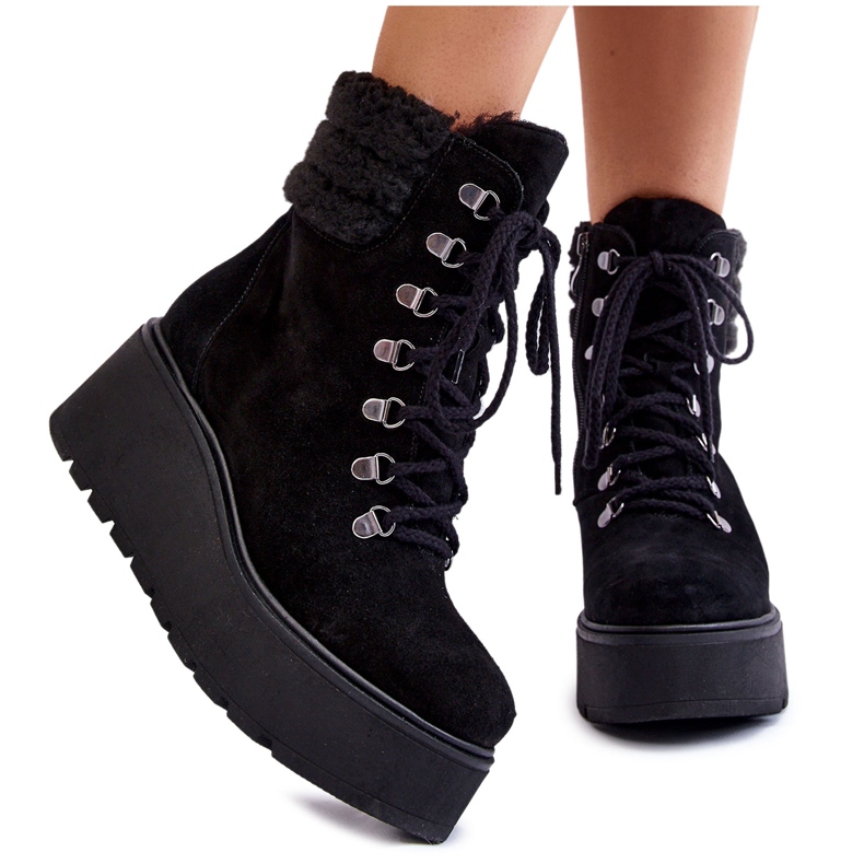 Botas de camurça femininas pretas Meniko preto