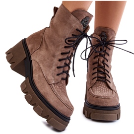 PL5 Botas Trapper femininas quentes de camurça marrom claro Rehin bege