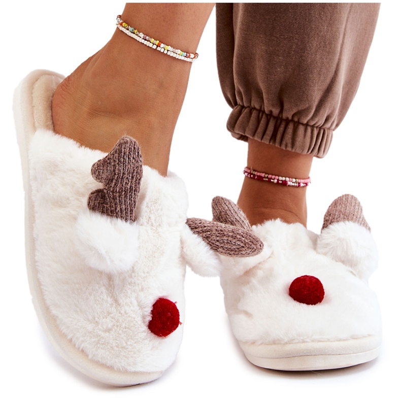 PA1 Chinelos Femininos Com Pele e Creme de Rena Sopya crua