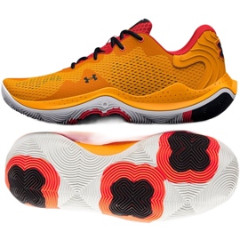 Under Armour Spawn 4 M 3024971 800 tênis de basquete multicolorido laranjas e vermelhos