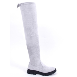 BM Botas femininas cano alto Adlon cinza BM Botas femininas cano alto Adlon cinza