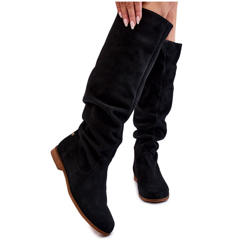 Botas de camurça feminina Maciejka 05790-01 preta preto