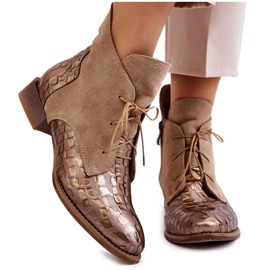Botas Salto Baixo de Couro Maciejka 2878J-04 Bege