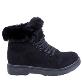 BM Botas com cadarço e pelo Morena Black preto