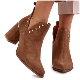 Lewski Shoes Botas femininas de camurça com recortes esquerdo 3075 Camel castanho