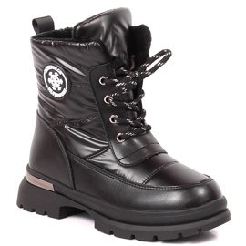 BM Botas de neve para menina isoladas com lã de ovelha preta Miss preto