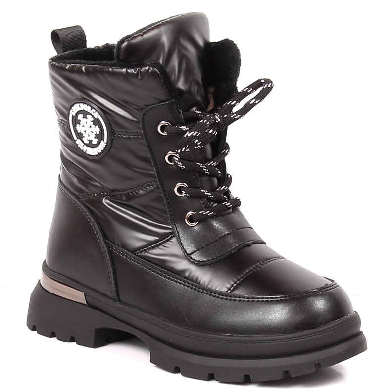 BM Botas de neve para menina isoladas com lã de ovelha preta Miss preto