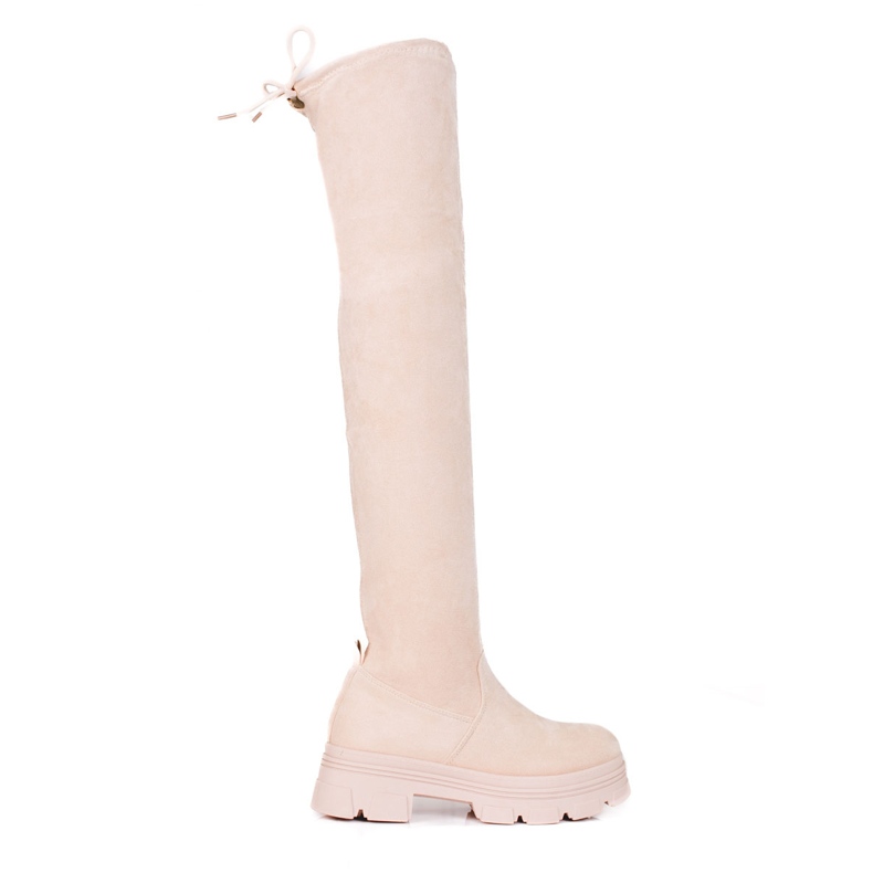 Botas de cano alto de mulher Shelovet com plataforma bege claro
