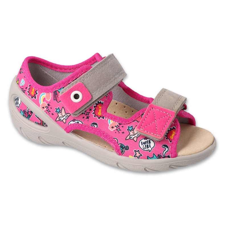 Befado sapatos infantis pu 065X171 rosa cinza
