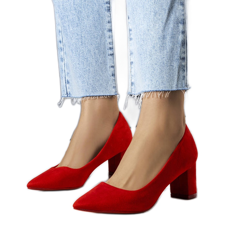 BM Sapatos de salto alto Demiki vermelhos