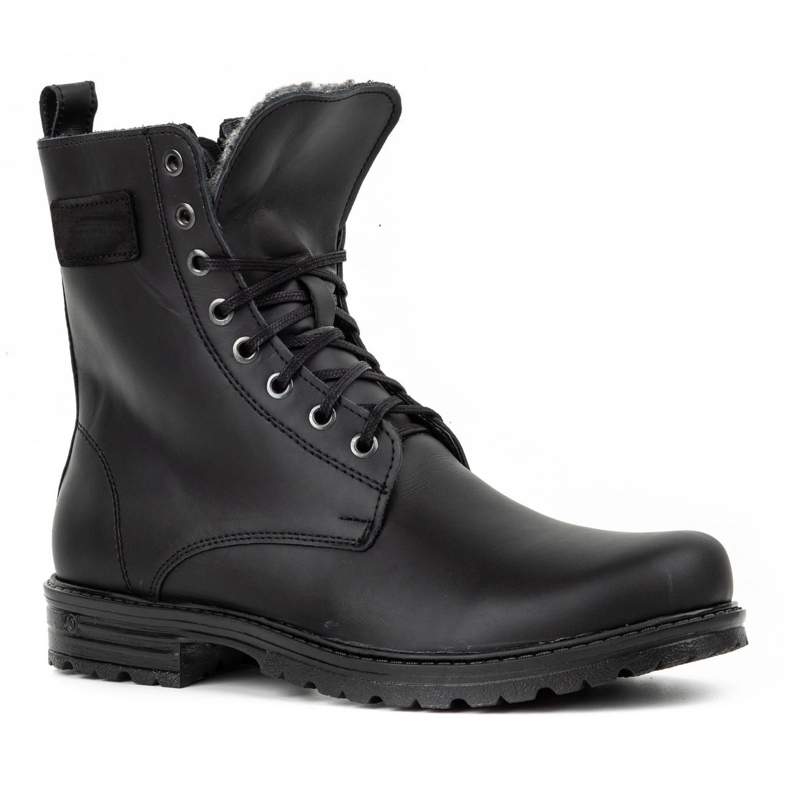 Polbut Botas Chelsea de homem militar polaco 2118S pele preta preto