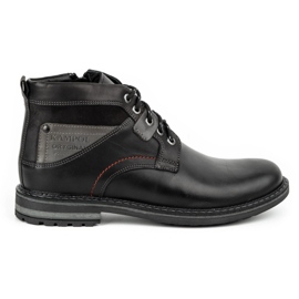 Kampol Botas de inverno de homem em pele 152KAM preto