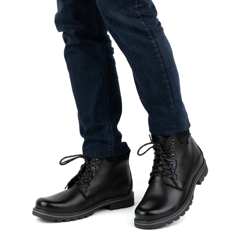 Kampol Botas de inverno em pele de homem 128KAM pretas preto