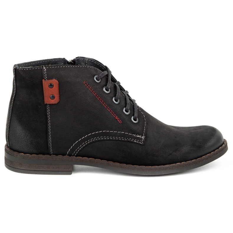 Kampol Botas de inverno de homem em pele 103KAM pretas preto