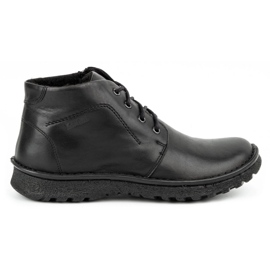 Kampol Botas de inverno de couro com cadarço 131KA preto