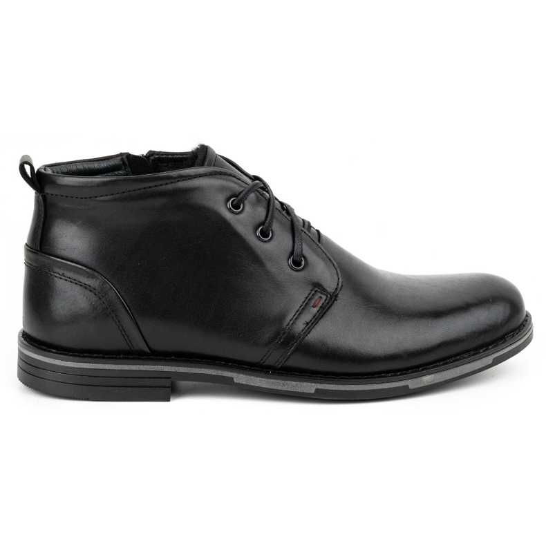 Kampol Sapatos de inverno em pele de homem 135KAM preto