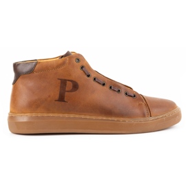 Polbut Sapatos masculinos de couro 2110sw camel marrom