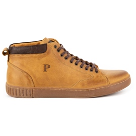 Polbut Sapatos creepers em pele de homem 2108sw vermelho laranja