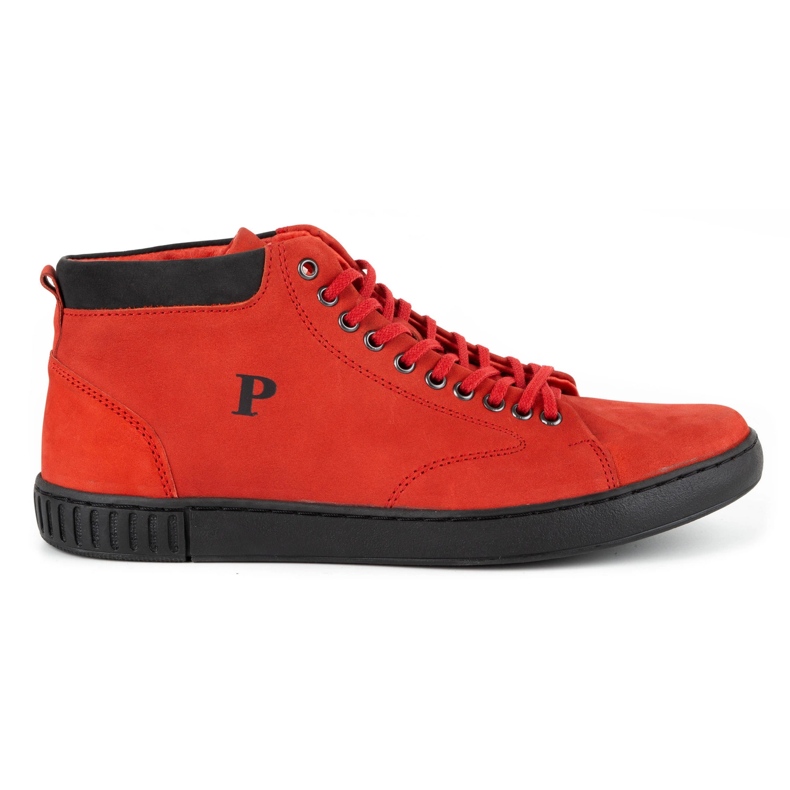 Polbut Sapatos creepers em pele de homem 2108sw vermelho