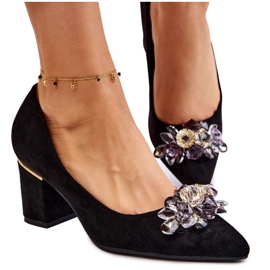 PS1 Sapatos de camurça elegantes com decoração Elianne preta preto PS1 Sapatos de camurça elegantes com decoração Elianne preta preto