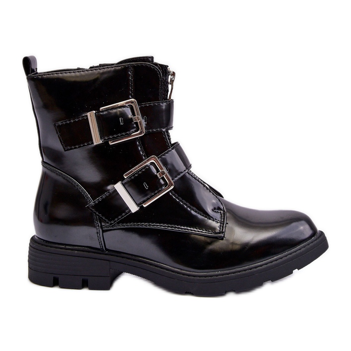 PG1 Botas planas femininas com zíper isolado preto Joshie