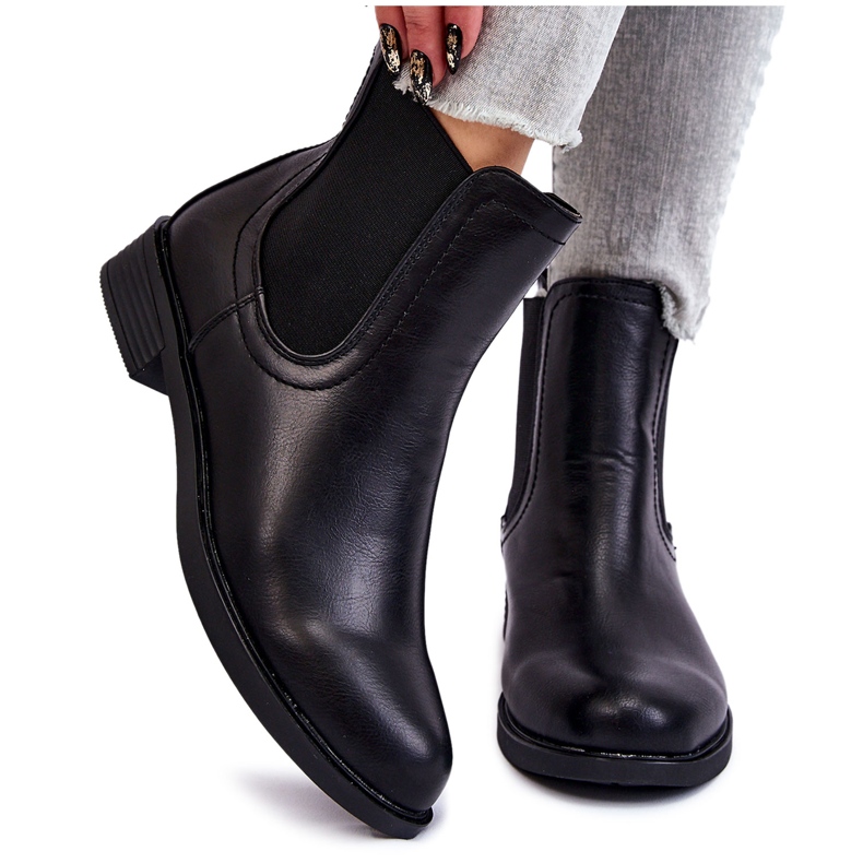 PG1 Botas pretas de couro Astate Jodhpur preto