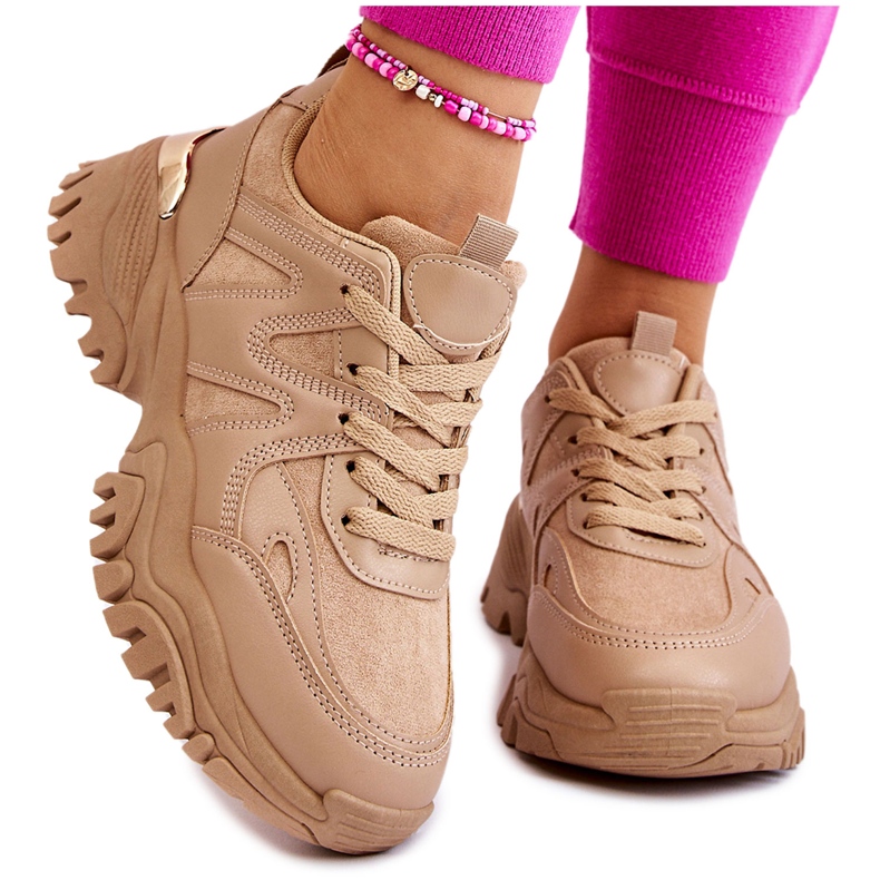 PG1 Tênis esportivo com plataforma clássica bege escuro Bowie