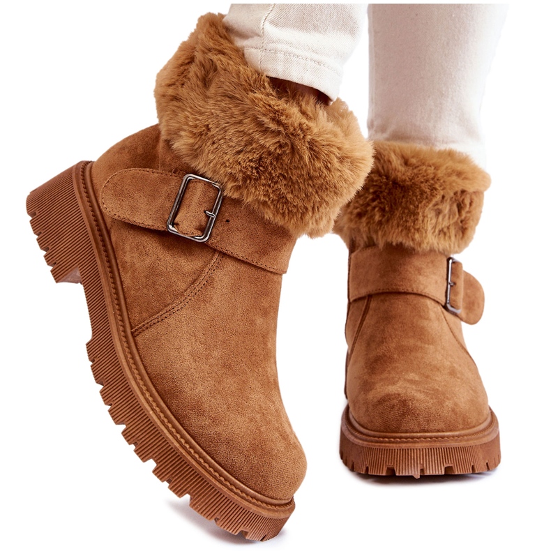 PG1 Camel Conquer Botas femininas de camurça com zíper e pele castanho