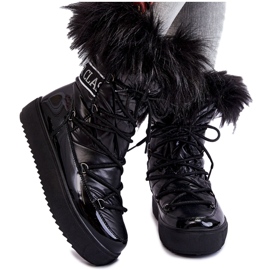 Botas de neve femininas com cadarço Santero pretas preto