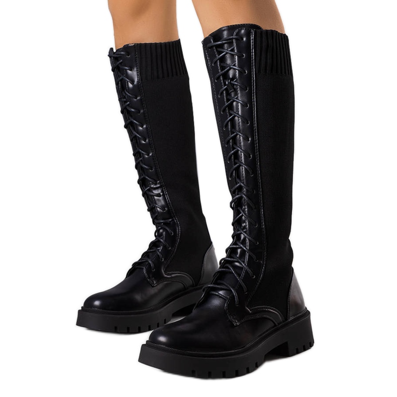 BM Botas pretas com cadarço, Monren preto