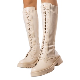 BM Botas bege com cadarço, Monren