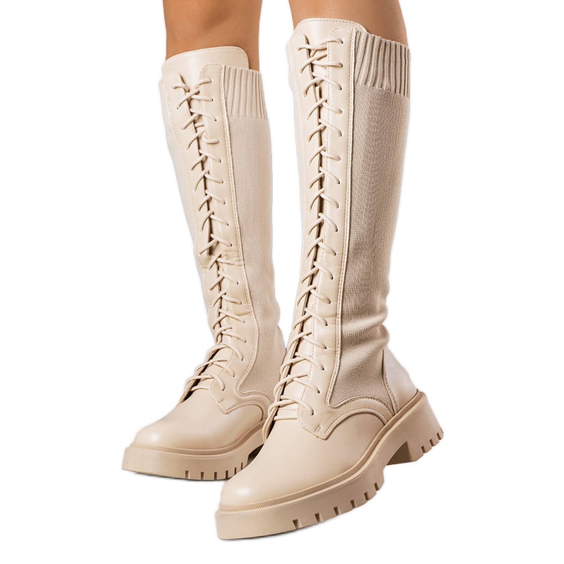 BM Botas bege com cadarço, Monren