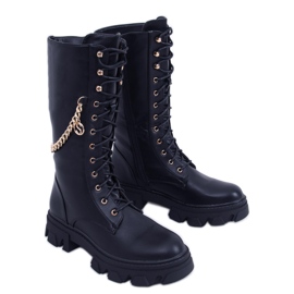 BM Botas de equitação femininas com corrente Totah Black preto