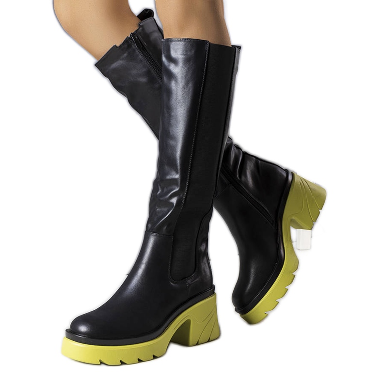 BM Botas pretas com sola verde Charla preto BM Botas pretas com sola verde Charla preto