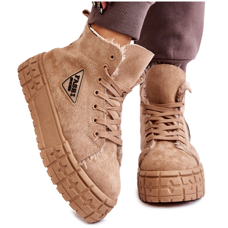 PM1 Tênis de camurça com isolamento alto Beige Evren bege